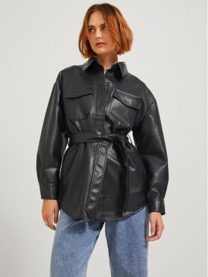 Priliehavá kožená bunda z ekologickej kože Jjxx čierna