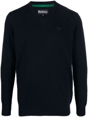 Вълнен пуловер с v-образно деколте Barbour синьо