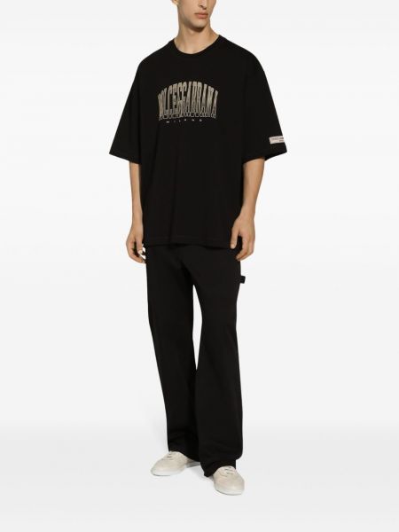 Raštuotas medvilninis marškinėliai Dolce & Gabbana juoda