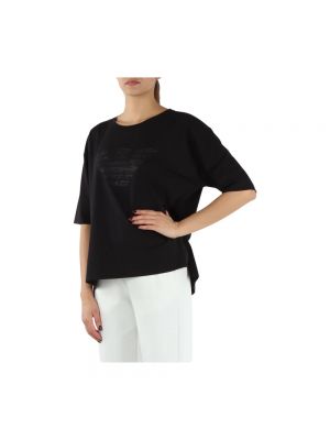 Camiseta con bordado de algodón oversized Emporio Armani negro