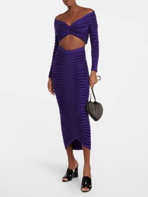 Длинная юбка с рюшами Alaïa фиолетовая