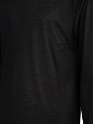 Camiseta de manga larga de seda manga larga Lemaire negro