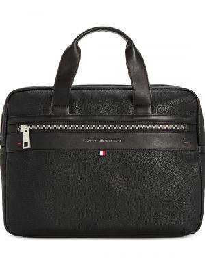 Кожаная сумка для ноутбука Tommy Hilfiger черная