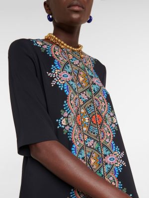 Midi haljina s printom od jersey Etro crna