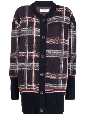 Cardigan a quadri Thom Browne rosso