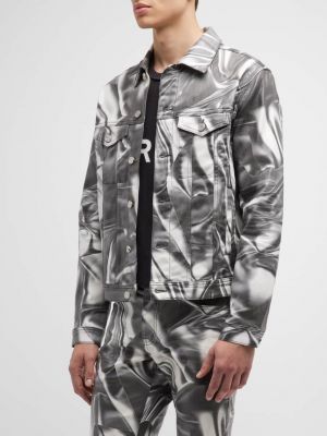 Мужская куртка Trucker с цифровым принтом и морщинами PURPLE