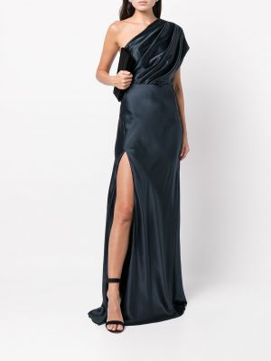 Asimetriškas šilkinis vakarinė suknelė Michelle Mason juoda