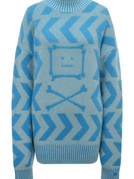 Хлопковый шерстяной свитер Acne Studios голубой