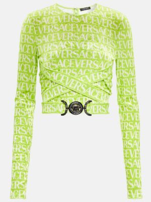 Кадифен кроп топ Versace зелено