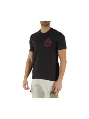 Camiseta con bordado de algodón Aeronautica Militare negro