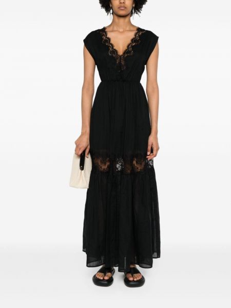 Nėriniuotas gėlėtas maksi suknelė Ermanno Firenze juoda