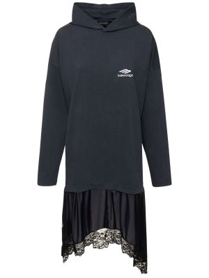 Kleid aus baumwoll mit kapuze Balenciaga schwarz
