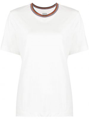 Bombažna majica s črtami Paul Smith bela