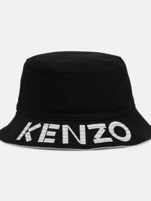 Двустранна памучна шапка Kenzo черно