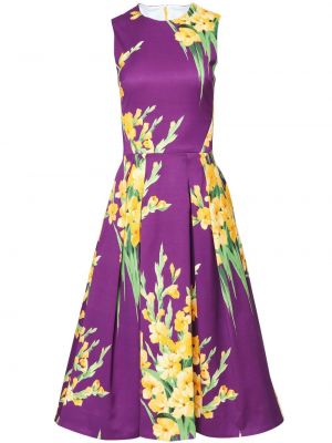 Коктейлна рокля на цветя с принт Carolina Herrera