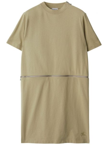 Haftowana sukienka bawełniana Burberry beżowa