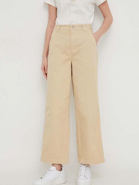 Beżowe proste spodnie z wysoką talią Pepe Jeans