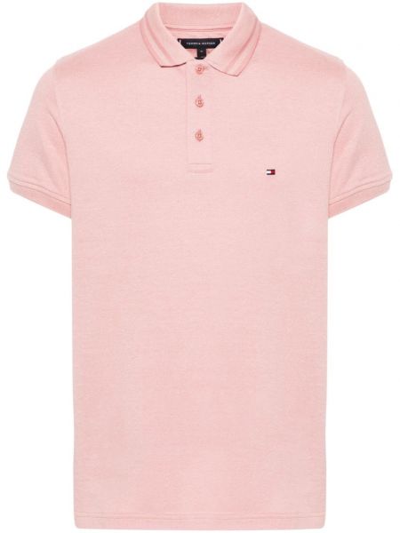 Pamuklu işlemeli polo yaka tişört Tommy Hilfiger pembe