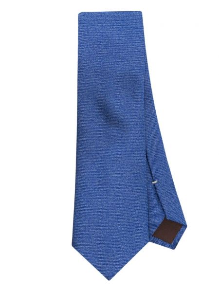 Žakardinis šilkinis kaklaraištis Canali mėlyna