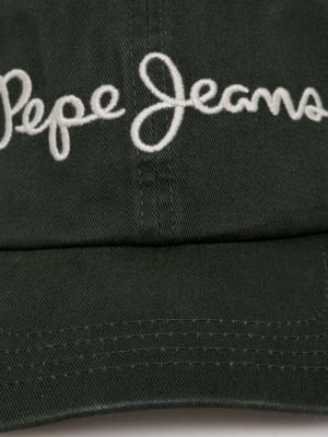 Czapka z daszkiem bawełniana Pepe Jeans zielona