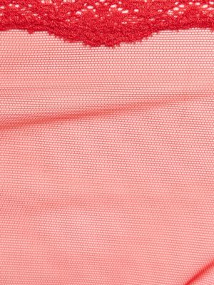 Chiloți tanga transparente din tul Fleur Du Mal roșu