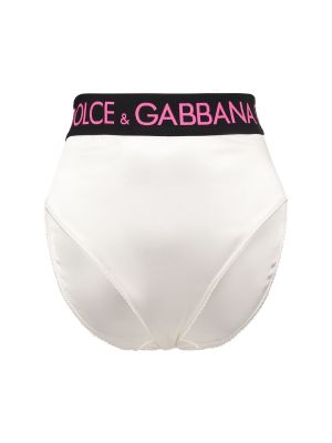 Satynowe majtki z wysoką talią Dolce And Gabbana białe
