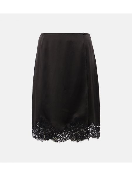 Satenska mini suknja s čipkom Stella Mccartney crna