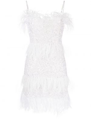 Sukienka koktajlowa z cekinami w piórka Rachel Gilbert biała
