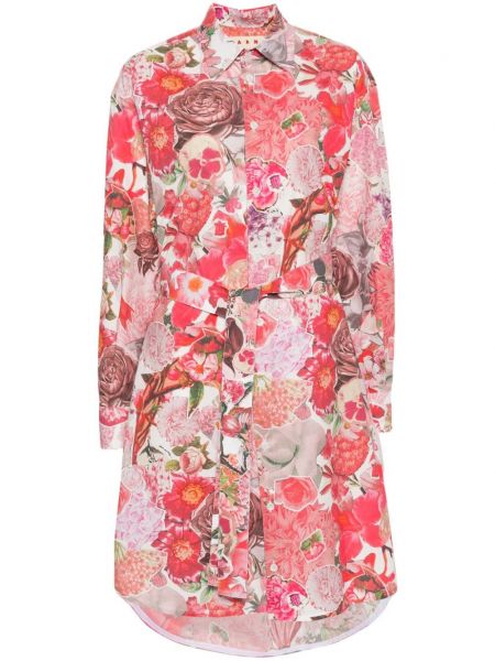Φλοράλ φόρεμα με σχέδιο Marni ροζ
