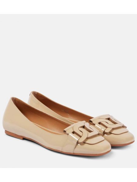 Lakkskinn lær ballerinasko Tod's beige