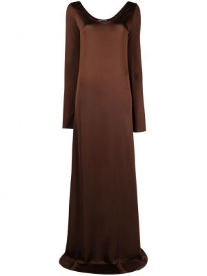 Sukienka wieczorowa z wiskozy z długim rękawem Kwaidan Editions - brązowy