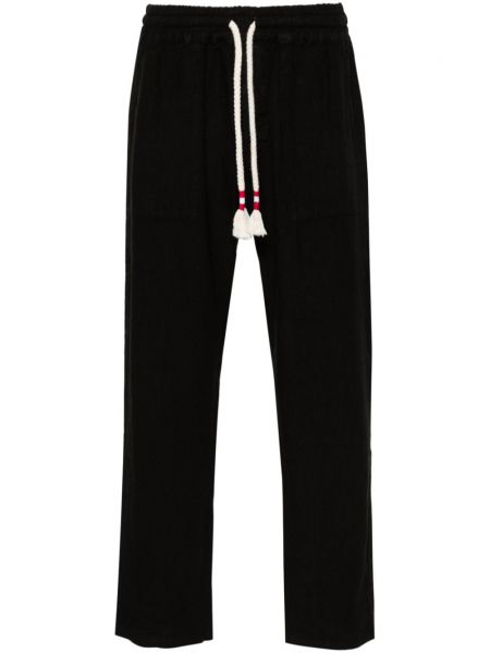 Lněné rovné kalhoty Mc2 Saint Barth černé