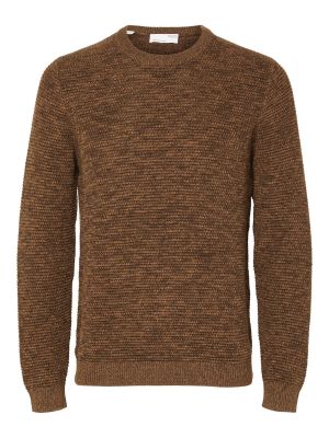 Pulover Selected Homme smeđa