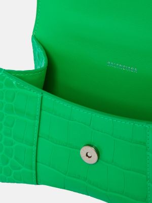 Kožená crossbody kabelka Balenciaga zelená