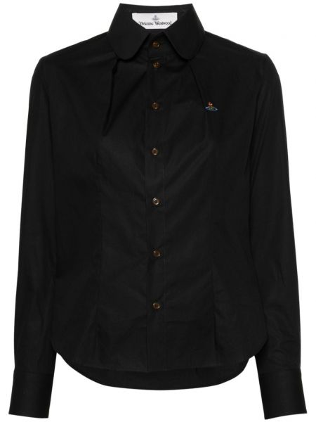 Βαμβακερό πουκάμισο με κέντημα Vivienne Westwood μαύρο