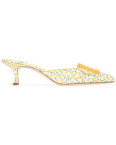 Trykt floral mules Manolo Blahnik hvit