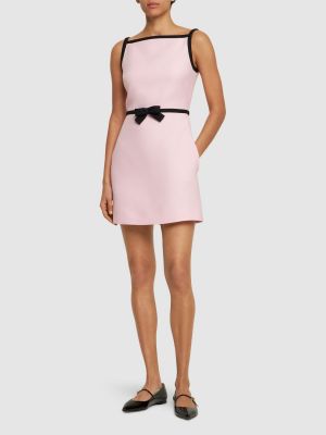 Копринена вълнена мини рокля с панделка Valentino розово