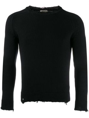 Sweter z przetarciami Saint Laurent czarny