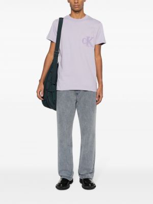 T-shirt mit stickerei aus baumwoll Calvin Klein Jeans lila