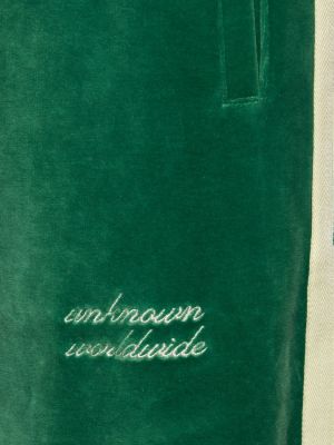 Welurowe spodnie Unknown zielone