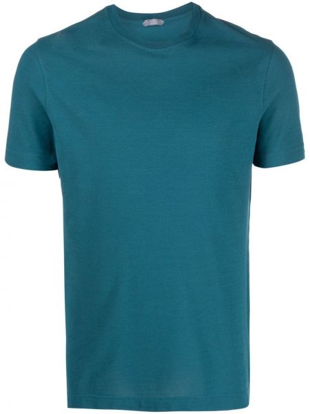 Bavlněné tričko s kulatým výstřihem Zanone modré