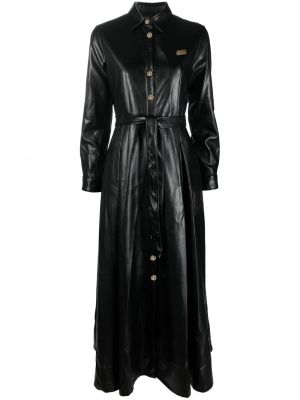 Dlouhé šaty s knoflíky z polyesteru Philipp Plein - černá