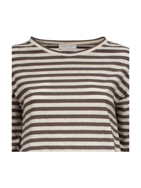 Camiseta de lino de algodón a rayas Le Tricot Perugia