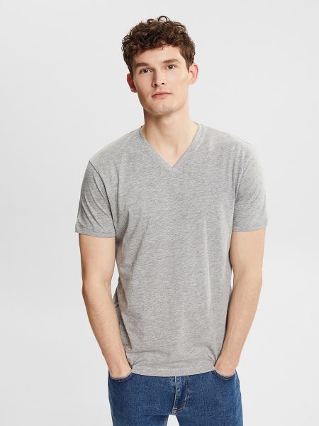 Camiseta de algodón de viscosa Esprit gris