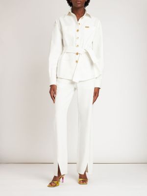 Bavlnená rifľová košeľa Balmain biela