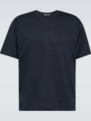 Памучна копринена тениска Lardini синьо