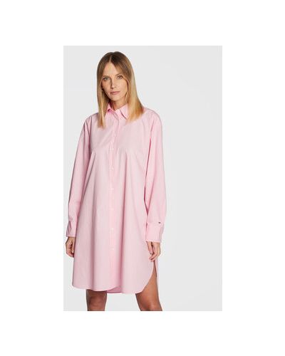 Rochie tip cămașă oversize Tommy Hilfiger roz