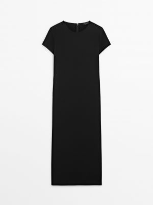 Платье мини с коротким рукавом Massimo Dutti черное