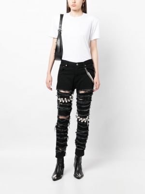 Slim fit skinny džíny s oděrkami Junya Watanabe černé