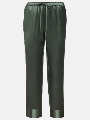Копринени прав панталон Asceno зелено